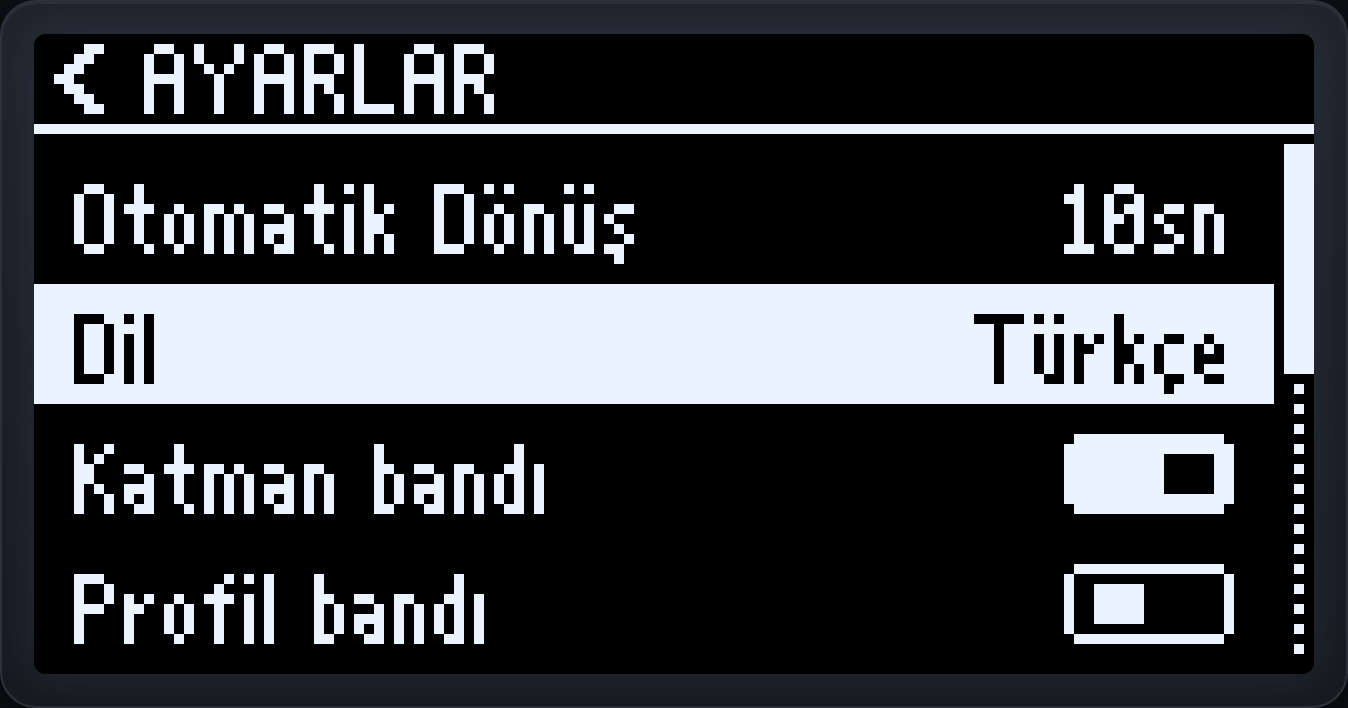 Vision 6 menu in Turkish